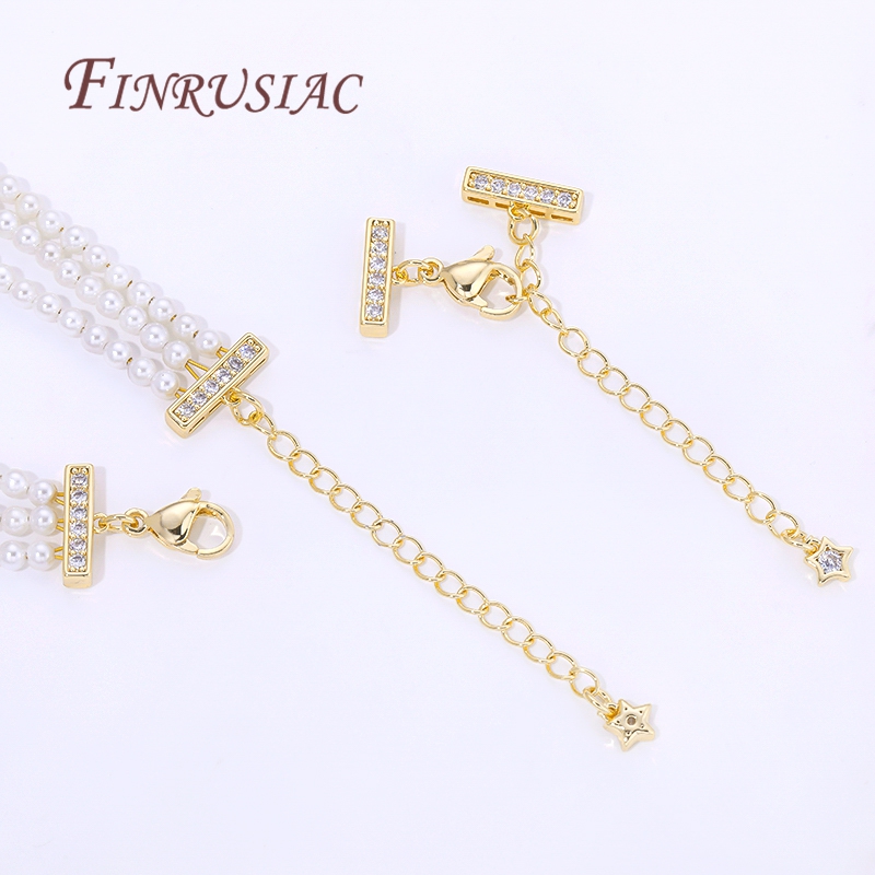 Pearl Trim Chain - 18K Vergoldete 3-reihige Perlenketten-Verbinder, Verlängerungskette mit
