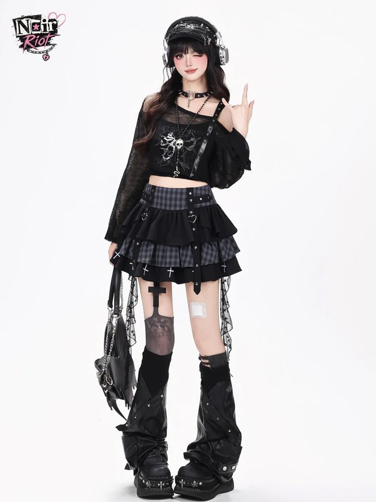 Elastic Lace Trim - Y2K Punk Gothic Kawaii 3-teiliges Set
