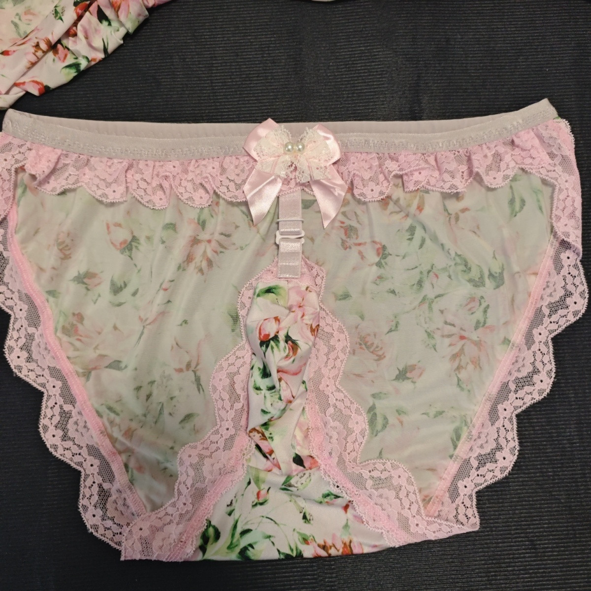 Elastic Lace Trim - Handgefertigte, sexy, süße Herren-Slips mit Blumenmuster,
