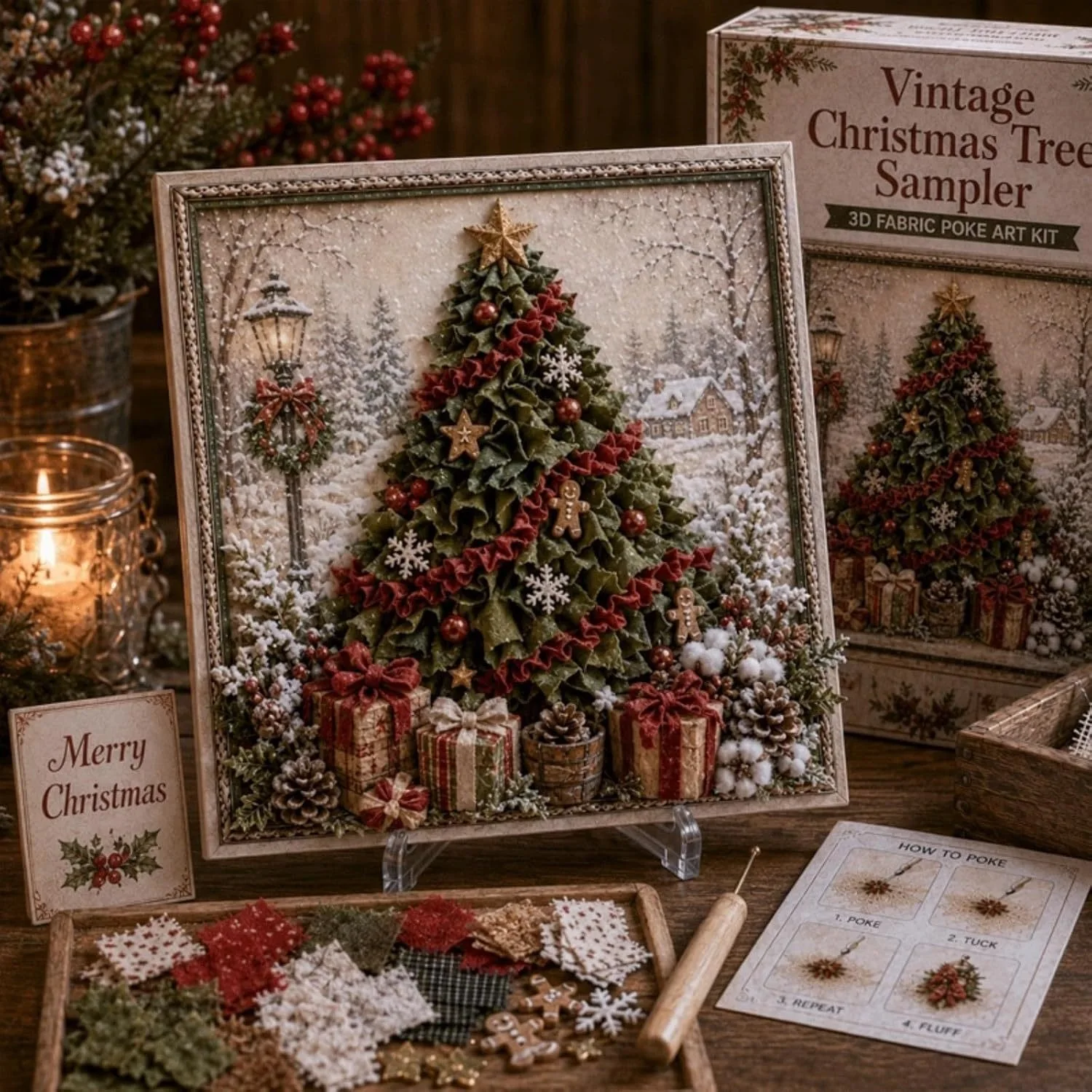 Vintage Weihnachts-Stoff-Poke- – Embroidery Craft Bewertung und Preis